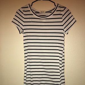 Bodycon, black and white striped dress